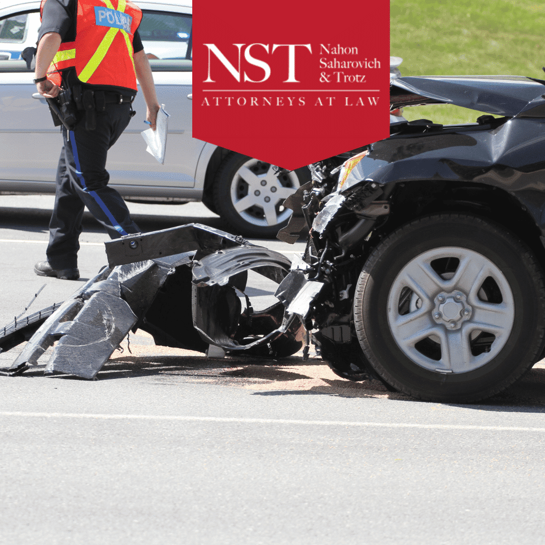 Front end of a wrecked car after accident