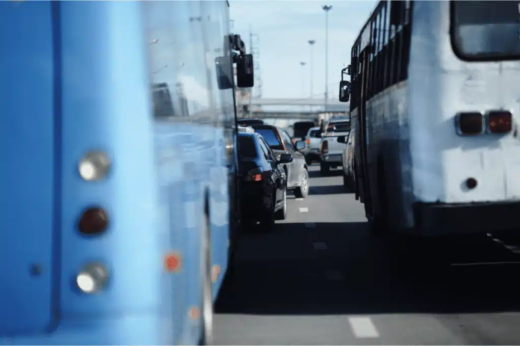 Changing-lane-of-car-on-crowded-traffic-road