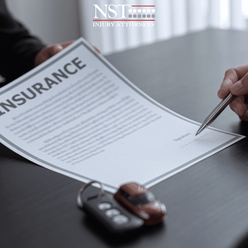 Lawyer reviewing car insurance information with a client