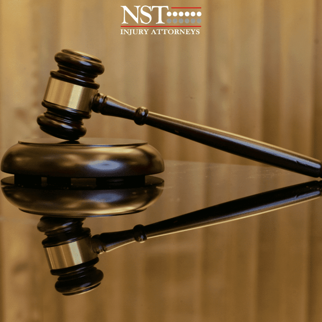 Image of a gavel in a courtroom