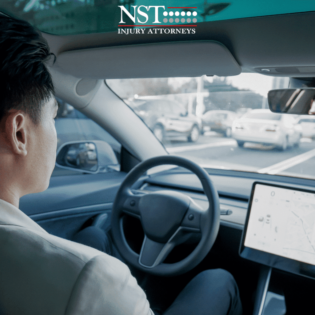 Man Operating a Self-Driving Car