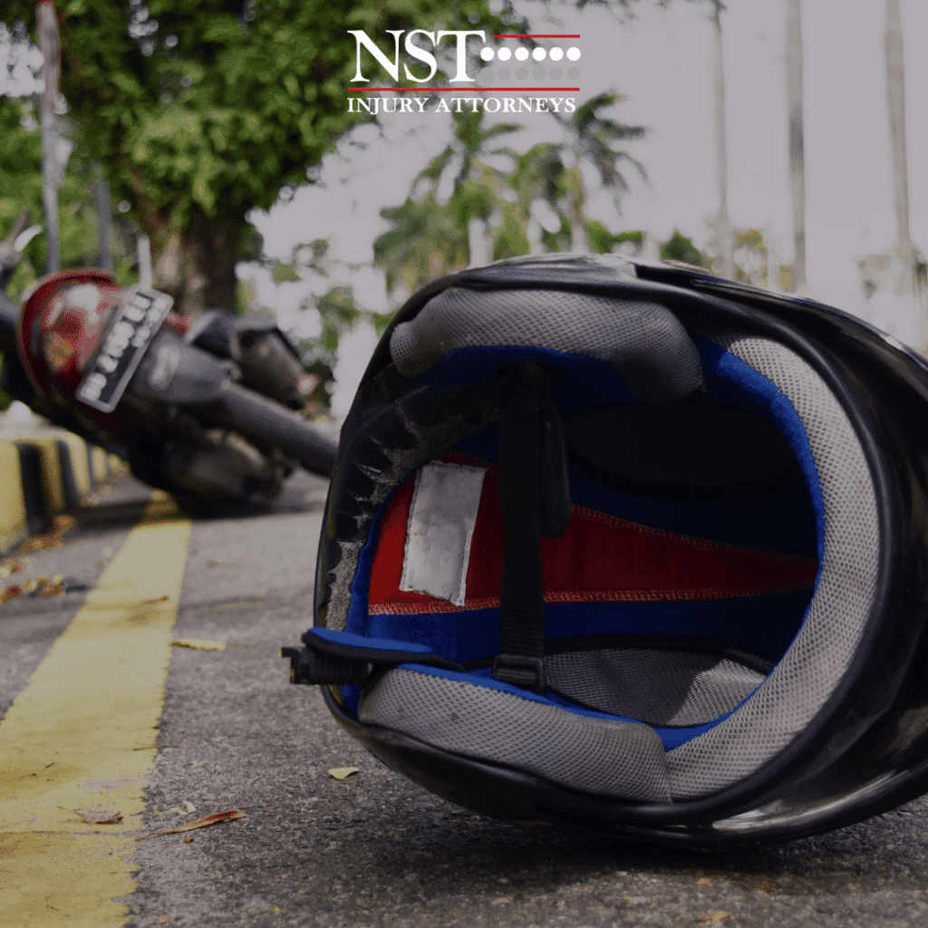 motorcycle and helmet on the side of the road