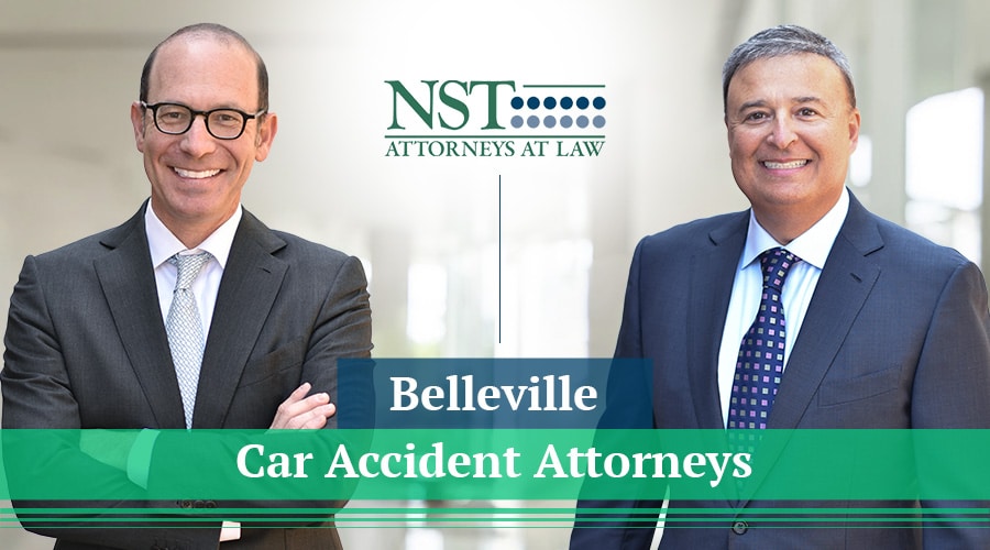 Photo of NST Law attorneys with text reading "Belleville Car Accident Attorneys"