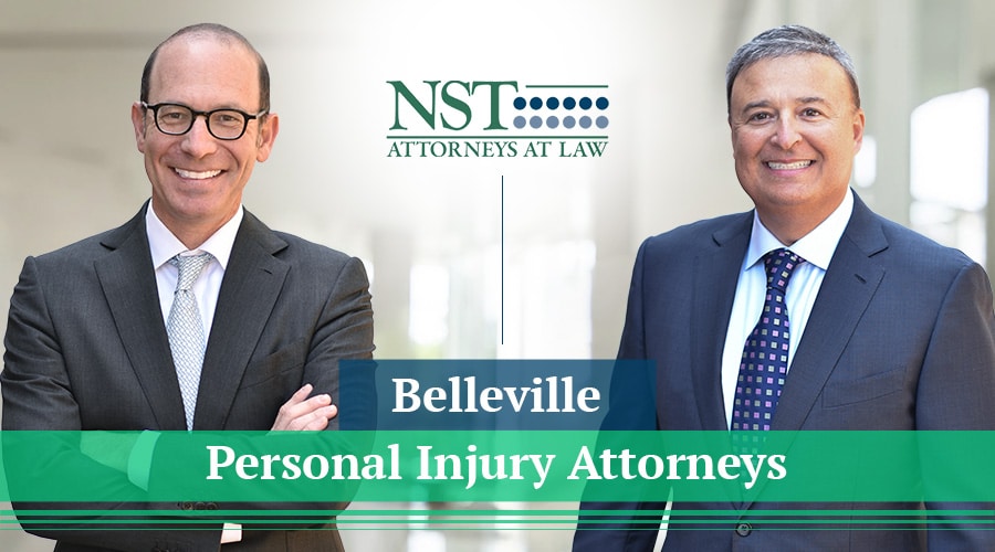Photo of NST Law attorneys with text reading "Belleville Personal Injury Attorneys"
