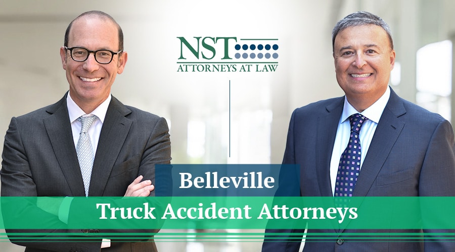 Photo of NST Law attorneys with text reading "Belleville Truck Accident Attorneys"