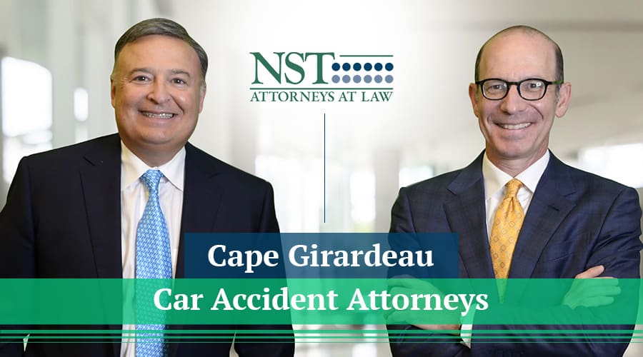 NST Law team photo with banner text that says "Cape Girardeau Car Accident Attorneys"