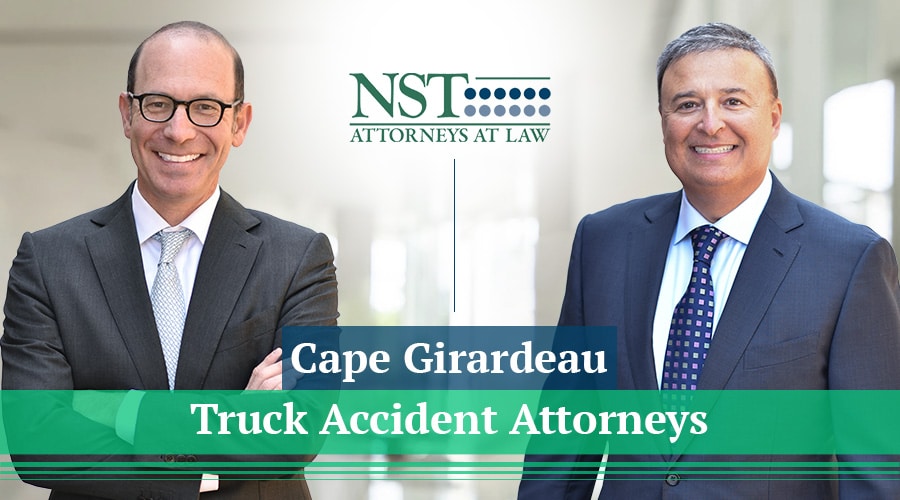 Photo of NST Law attorneys with text reading "Cape Girardeau Truck Accident Attorneys"