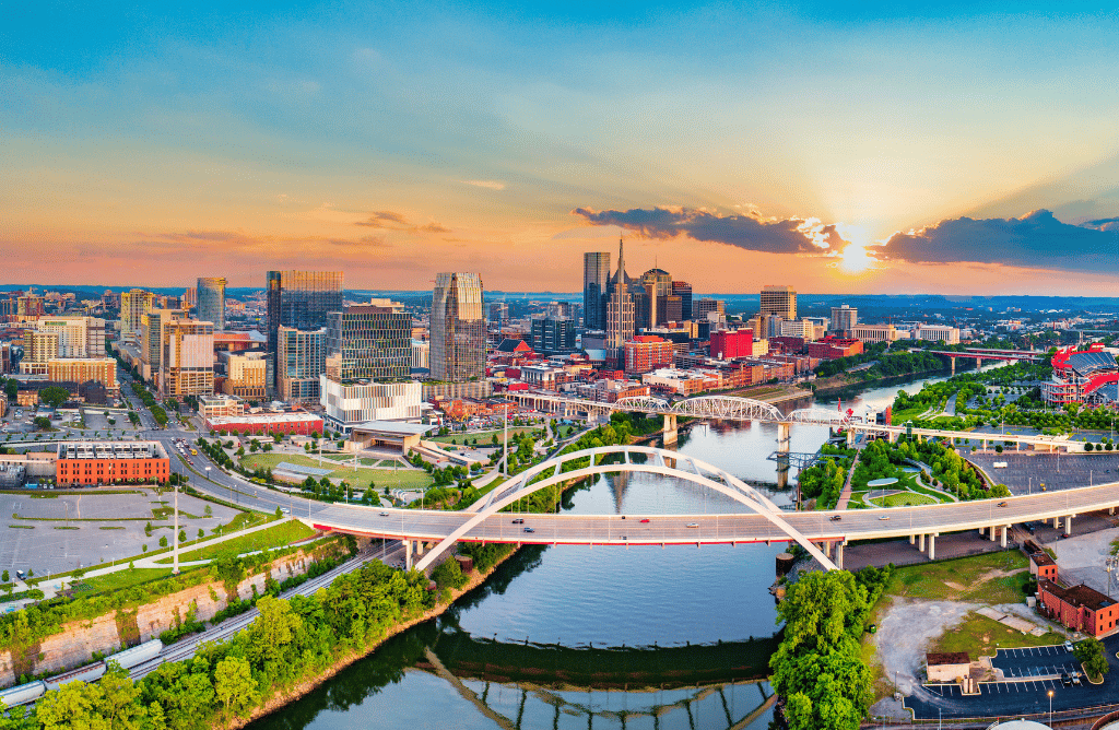 Photo showing the skyline of Davidson County, TN seat, Nashville