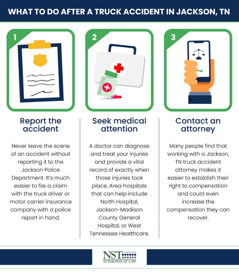 Infographic outlining what to do after a truck accident in Jackson, TN