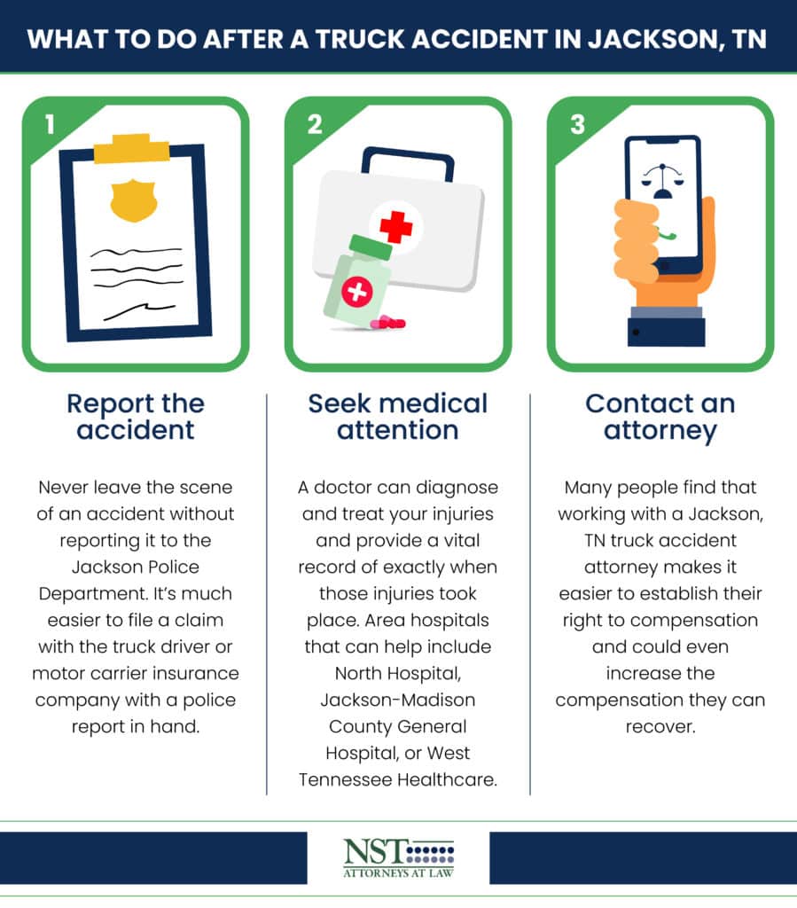 Infographic outlining what to do after a truck accident in Jackson, TN