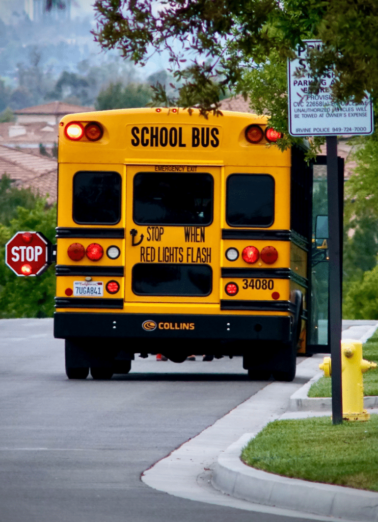 School bus with a stop sign out