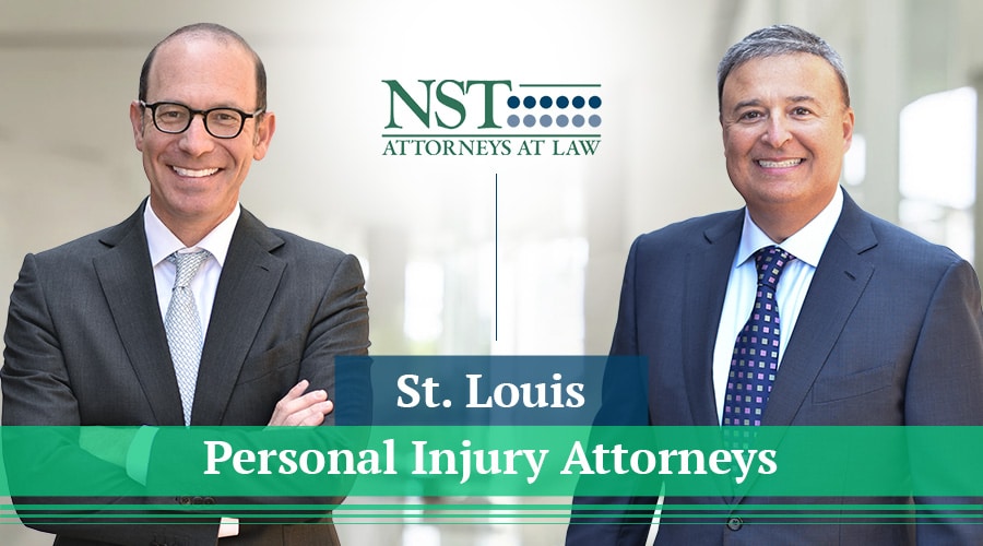 Photos of NST Law attorneys with text reading "St. Louis Personal Injury Attorneys"