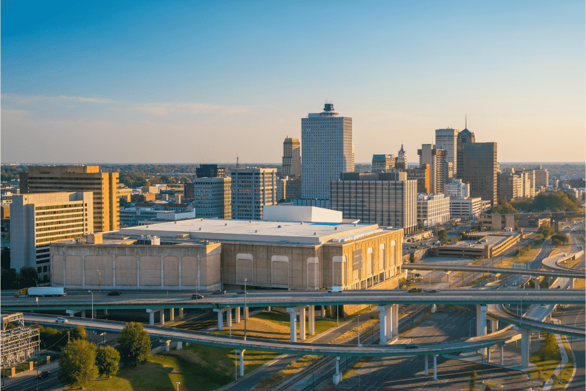 Downtown Memphis and highway